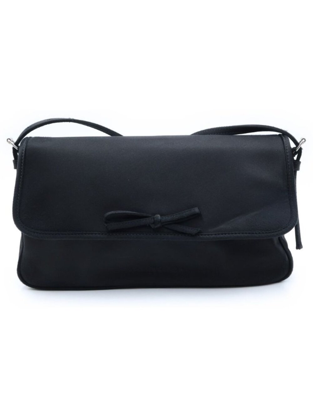 Balenciaga Leopolda Pochette Satin Shoulder Bag Black